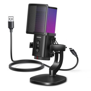UGREEN Micro Gaming Microphone USB avec RGB 96KHz 24bit Réduction du Bruit DSP pour Enregistrement Gaming Streaming Podcast Compatible avec PS5 4 Laptop