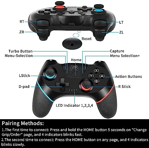 UPGRADE Manette pour Switch, Manettes sans Fil pour Switch/Switch 2/Switch Lite/Switch OLED, Manette pour Switch Pro avec ONE KEY WAKE UP/CAPTURE D'ÉCRAN/Turbo Adjustable/Vibration Réglable/ 6 Axes – Image 3