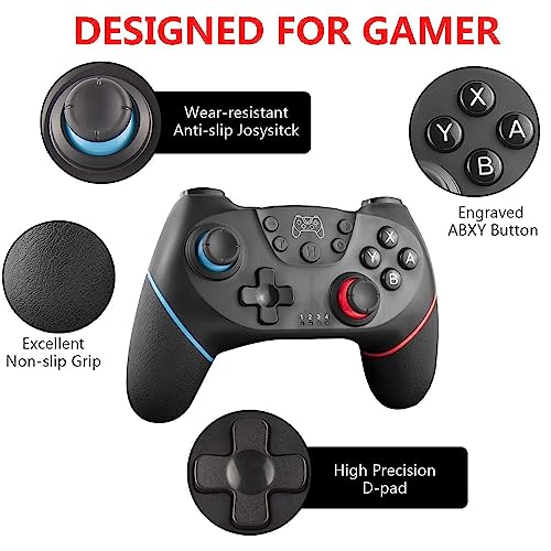 UPGRADE Manette pour Switch, Manettes sans Fil pour Switch/Switch 2/Switch Lite/Switch OLED, Manette pour Switch Pro avec ONE KEY WAKE UP/CAPTURE D'ÉCRAN/Turbo Adjustable/Vibration Réglable/ 6 Axes – Image 4