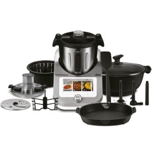 Ufesa TotalChef RK7 Robot de Cuisine Multifonctions Inteligent, WIFI, 30 Fonctions, 4.5L, Écran Tactile 7 Pouces, Balance Integrée, Livre de Recettes Interactif, Argent / Blanc