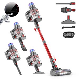 V15 Pro Max Aspirateur Balai sans Fil, 600W/58Kpa/75Mins Aspirateur sans Fil Puissant avec Écran LED, Design à Double Bac Aspi pour Sols Durs Poils d'animaux Tapis