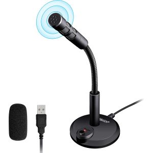 Veetop Micro PC USB pour Ordinateur, Micro Gaming - Microphone pour Vidéoconférence, Enregistrement Vocal, Podcasting, Skype, Youtube, Jeux, Streaming