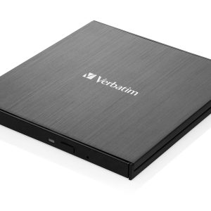 Verbatim Slimline Graveur CD/DVD externe I USB 3.2 Gen1 avec connection USB-C, câble USB-C vers USB-A inclus I Design compact I Graveur DVD externe I Lecteur CD externe I Design mince