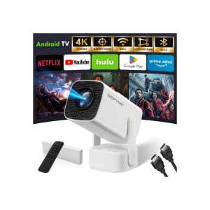 Videoprojecteur Portable,SEPYMP 2025 Upgrade Mini Projecteur, 4K Ultra HD 1080P, Android 13 Integré, WiFi 6 Bluetooth 5.2, Base de Son Intégrée, Compatible TV Box/PS5/PC