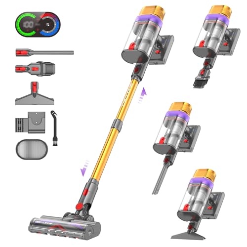Vistefly V15 Ultra Aspirateur Balai sans Fil, 600W/58Kpa/70Mins Aspirateur sans Fil Puissant avec Écran Double, Design à Double Conteneur Aspi pour Sols Durs Poils d'animaux Tapis – Image 2