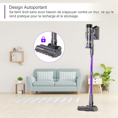 Vistefly V15s Max Aspirateur Balai sans Fil 580W, 55Kpa Aspirateur sans Fil Puissant 8 en 1, Écran Tactile LED Autonomie 70min Détection Poussière pour Poils Animaux Sol Tapis – Image 7
