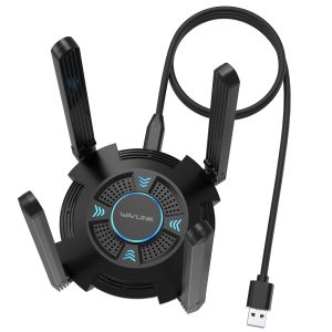 WAVLINK Clé WiFi 6E Puissante AX5400, Adaptateur Réseau sans Fil avec 2,4/5/6GHz, Pilote intégrék, Antennes 4 * 5dBi, Windows 11/10