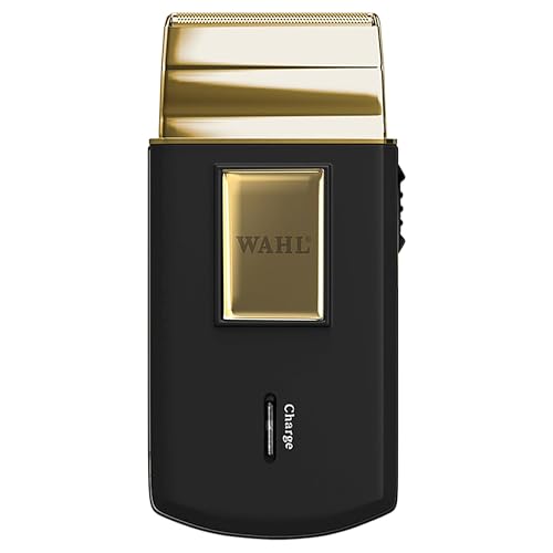 Wahl Travel Shaver Gold Edition - Rasoir électrique sans fil et rechargeable pour hommes, idéal pour les voyages, pour couper les cheveux et la barbe, compact et portable – Image 4