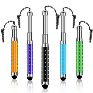 Weewooday 5 Stylets pour Écran Tactile Stylet tactile capacitif Rétractables Stylo Capacitif Universel pour la Plupart des Appareils Intelligents, Téléphones