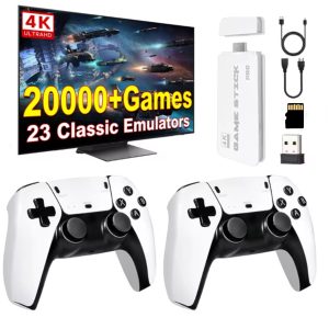 Whatsko Console de jeux 2025 améliorée, Console Retrogaming HDMI 4K, 20000+ jeux 23 émulateurs,Plug and Play pour jeux vidéo avec 2 manettes sans fil(64 Go)