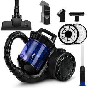 Zeegma Zonder Base - Aspirateur cyclonique sans Sac 20 000 Pa, 899 W, réservoir 2,5 L, 2 filtres HEPA lavables, Classe A, Mini Brosse Turbo Incluse, 5 Accessoires (ZONDER Base)