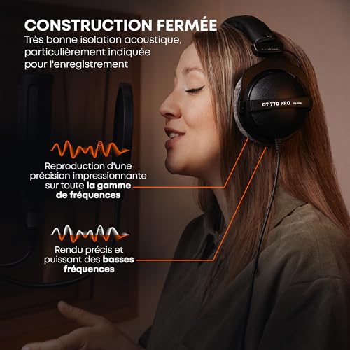 beyerdynamic DT 770 Pro 80 Ohm Casque Audio de Studio Circum-aural. Conception fermée, Filaire, pour l'enregistrement et Le Monitoring Professionnels. Fabriqué à la Main en Allemagne. – Image 7