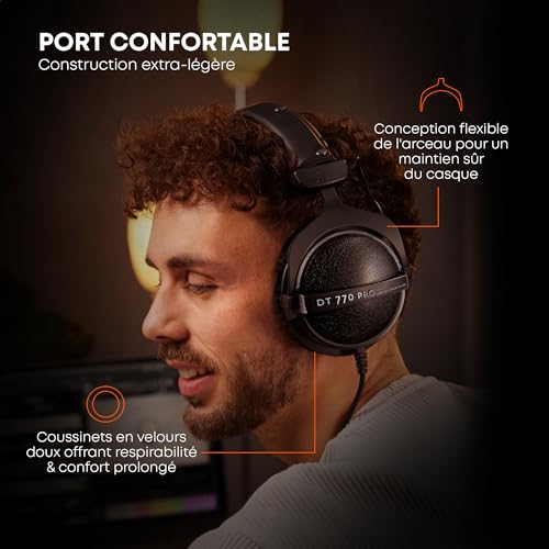 beyerdynamic DT 770 Pro 80 Ohm Casque Audio de Studio Circum-aural. Conception fermée, Filaire, pour l'enregistrement et Le Monitoring Professionnels. Fabriqué à la Main en Allemagne. – Image 8