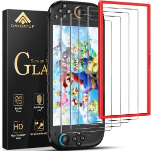 daydayup Lot de 4 Films de Protection D'écran Compatibles avec Switch 2, Verre Trempé Switch 2 [Anti-rayures] [Sans bulles] [Transparent HD] [Dureté 9H]