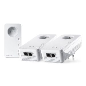 devolo Magic 2 WiFi 5 (ac) Multiroom Kit : 3x Adaptateurs CPL WiFi, Prise Gigogne (2400 Mbits, 5x Ports Gigabit Ethernet) idéal télétravail et streaming, prise française