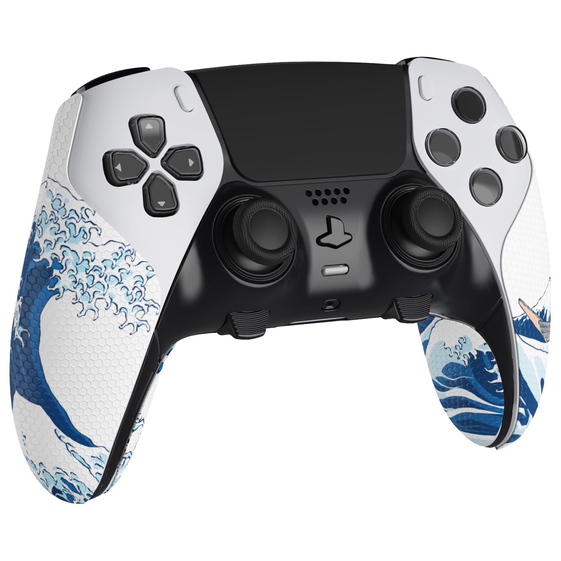 playvital Protection pour ps5 Edge Grip Manette Sticker,Autocollant Skin pour ps5 Edge Controller Accessoires,Antidérapante Souple PU-Grande Vague Kanagawa