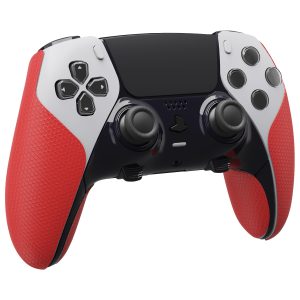 playvital Protection pour ps5 Edge Grip Manette Sticker,Autocollant Skin pour ps5 Edge Controller Accessoires,Antidérapante Souple PU-Rouge Passion