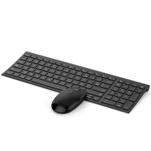 seenda Clavier et Souris sans Fil pour Windows,Combo Rechargeable, Récepteur USB, Touches Multimédias,Silencieux, Ultra-Fin, Disposition AZERTY Français, Noir