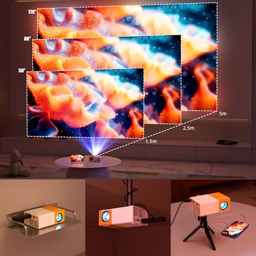 vamvo Mini Projecteur Portable VideoProjecteur de Film Retroprojecteur, Compatible avec Smartphone/PS4/Firestick, La Vidéo Peut être Directement Reflétée sur Le Projecteurs – Image 8